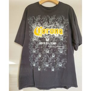 Mens XL Corona Beer graphic tee gray and yellow color